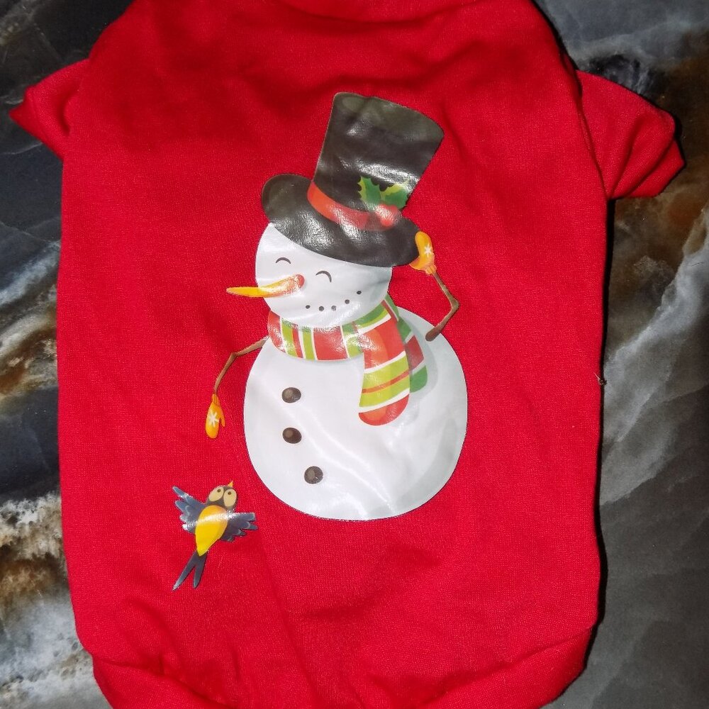 Born To Be Loved Christmas Snowman Toy Breed Size L 8-13 Pounds Red Dog Shirt